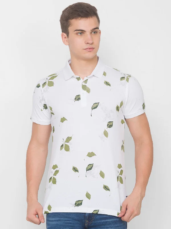 While Supplies Last Spykar Men White Cotton Slim Fit Round Neck T-Shirt