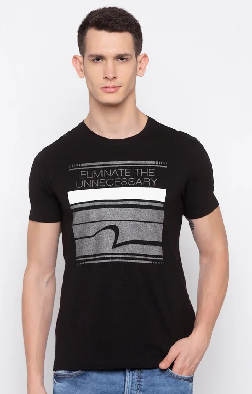Unbeatable Prices Spykar Men Black Cotton Slim Fit Round Neck T-Shirt