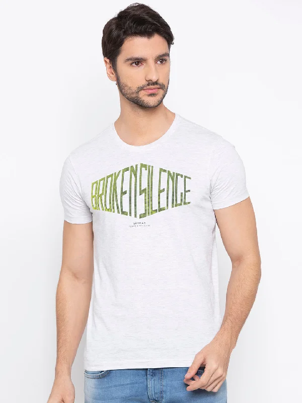 New Markdowns Spykar Men Grey Cotton Slim Fit Round Neck T-Shirt