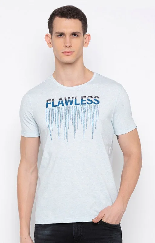Low Prices Spykar Men Blue Cotton Slim Fit Round Neck T-Shirt