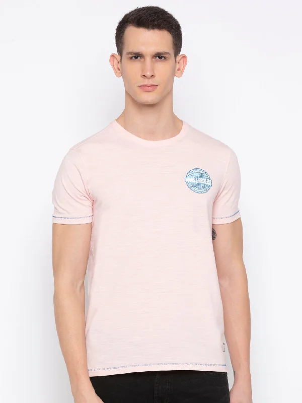 Huge Discounts Spykar Men Cotton Pink T-Shirt