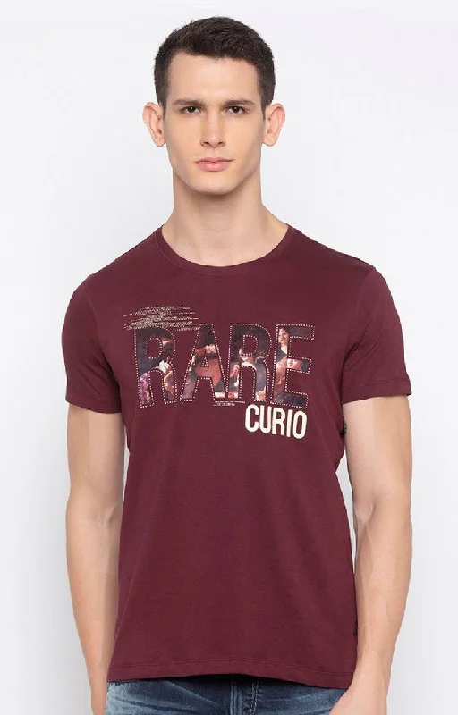 Weekend Bargains to Snag Spykar Men Red Cotton Slim Fit Round Neck T-Shirt