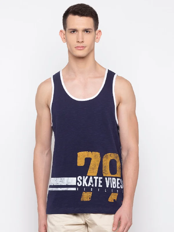 Weekend Specials to Cherish Spykar Men Blue Cotton Slim Fit Round Neck T-Shirt