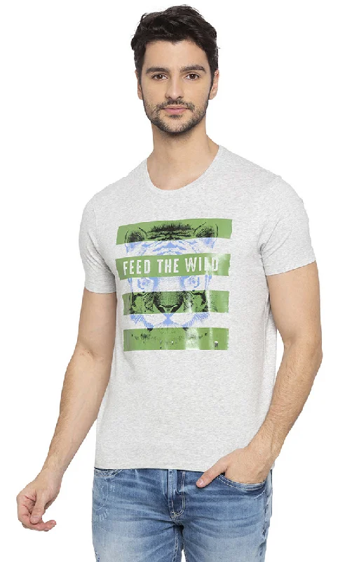 Weekend Deals That Dazzle Spykar Men Ash Melange T-Shirt