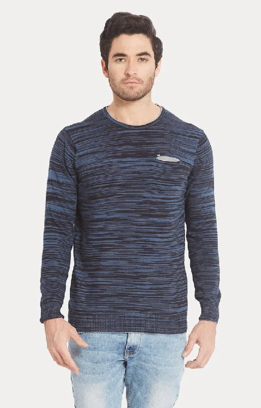 Weekend Offers You Can't Ignore Spykar Men Blue Cotton Slim Fit Round Neck T-Shirt