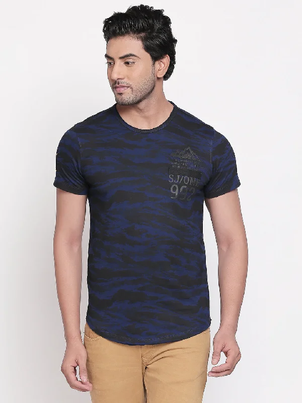 Today's Deal Spykar Men Blue Cotton T-Shirt