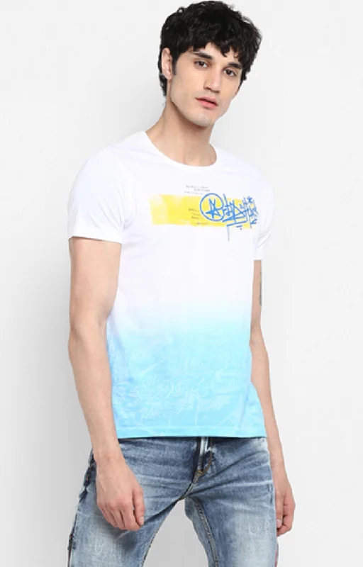 The Best Prices Spykar Men White Printed Slim Fit T-Shirt