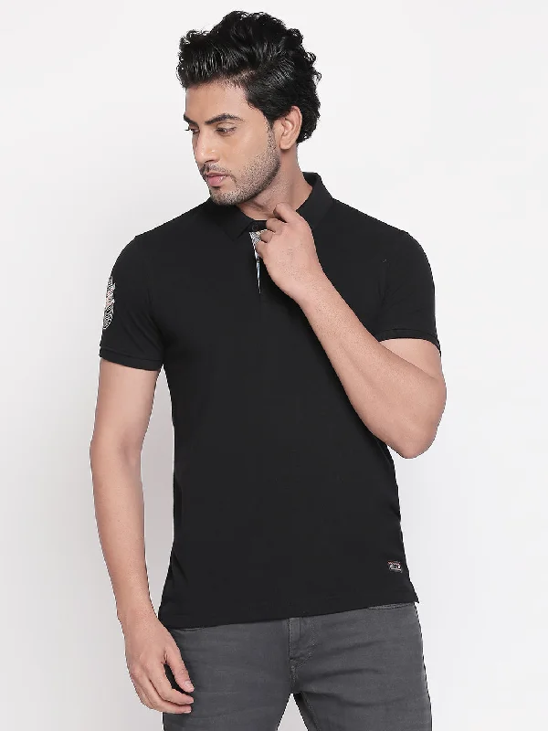 Mega Discount Spykar Men Black Cotton T-Shirt