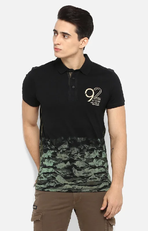Major Deal Spykar Men Black Printed Slim Fit T-Shirt