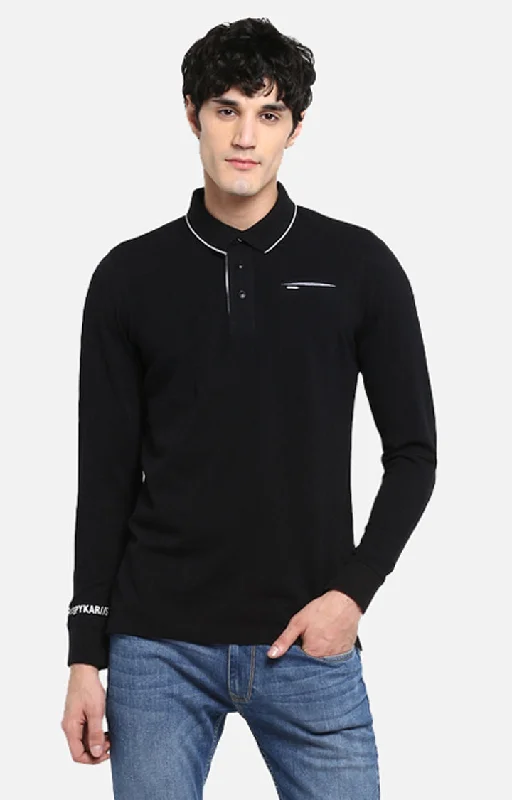 Low Price Spykar Men Black Solid Slim Fit T-Shirt