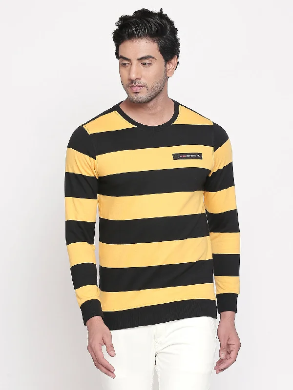 Hurry In Spykar Men Black Cotton T-Shirt