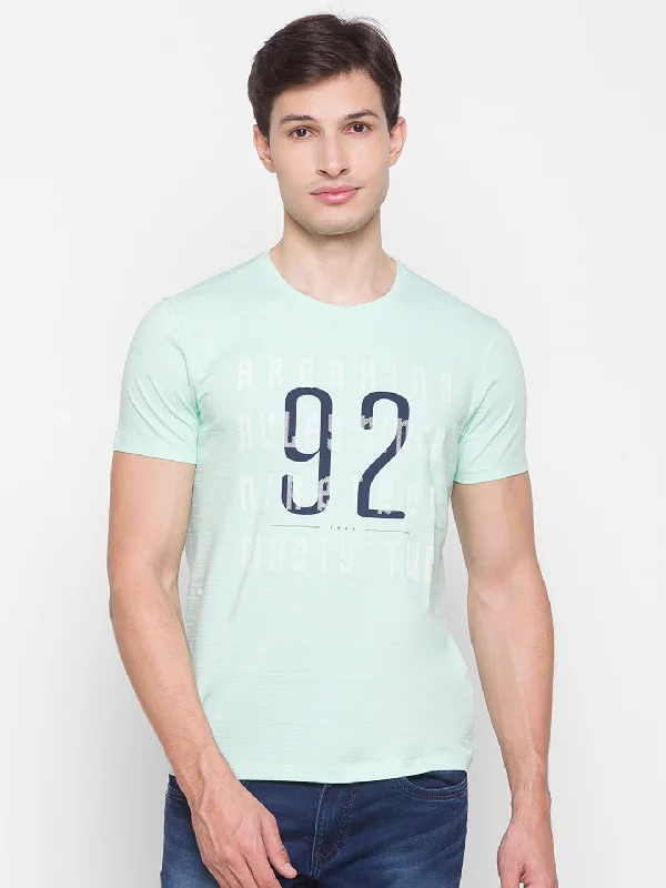 Unmissable Sale Spykar Men Green Cotton Slim Fit Round Neck T-Shirt