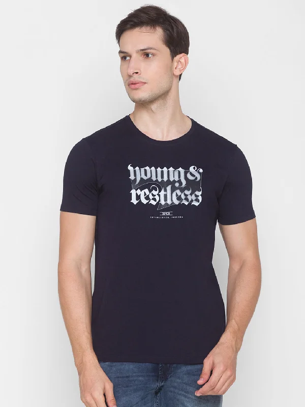 Deal Alert Spykar Blue Cotton Men T-Shirt