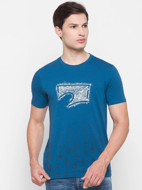 Great Bargains Spykar Blue Cotton Men T-Shirt