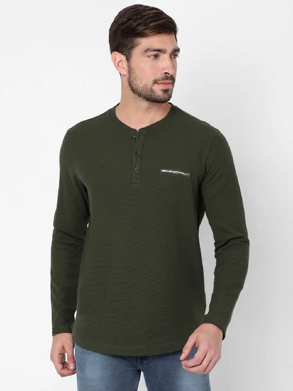 Crazy Savings Spykar Men Green Cotton Slim Fit M and arin T-Shirt