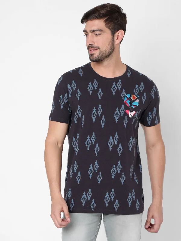 Amazing Deals Spykar Men Grey Cotton Slim Fit Round Neck T-Shirt