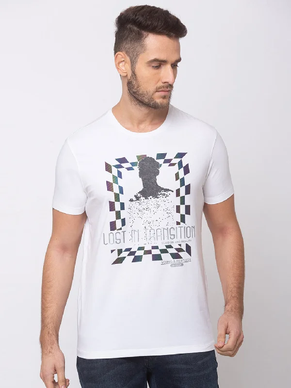 Customer Appreciation Sale Spykar White Cotton Men T-Shirts