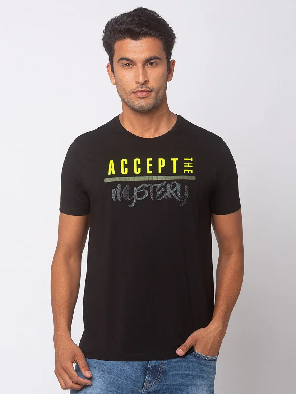 Don’t Miss Out Spykar Men Black Cotton Slim Fit Round Neck T-Shirt