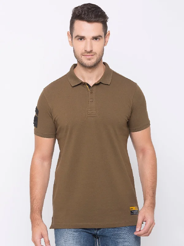 Price Slash Spykar Men Green Cotton Activewear T-Shirt