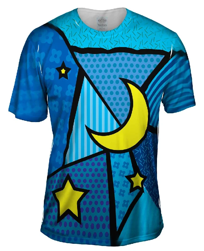 Moon and Stars on Blue