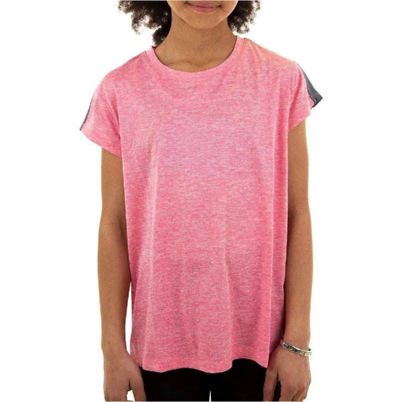 Price Cut More Mile Girls Cap Short Sleeve Training Top - Pink