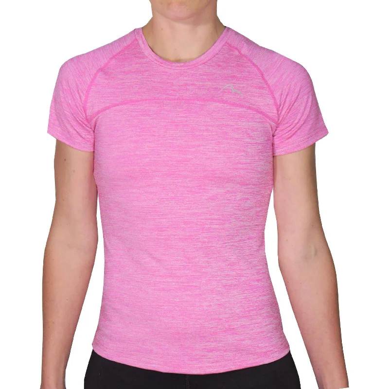 Today’s Deal More Mile Heather Short Sleeve Girls Running Top - Pink
