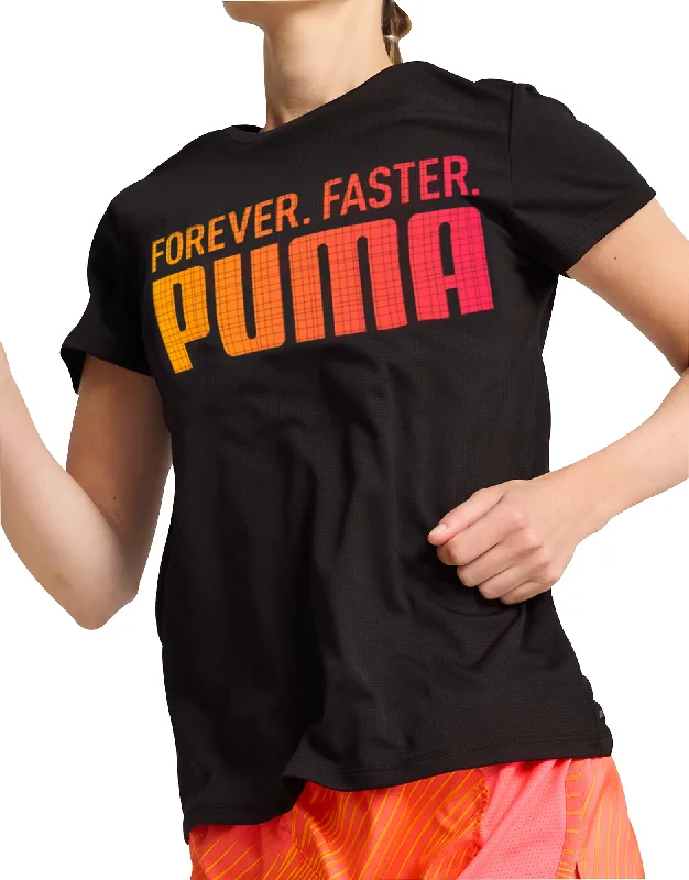 Price Fest Puma Run Favourite Graphic Short Sleeve Womens Running Top - Black