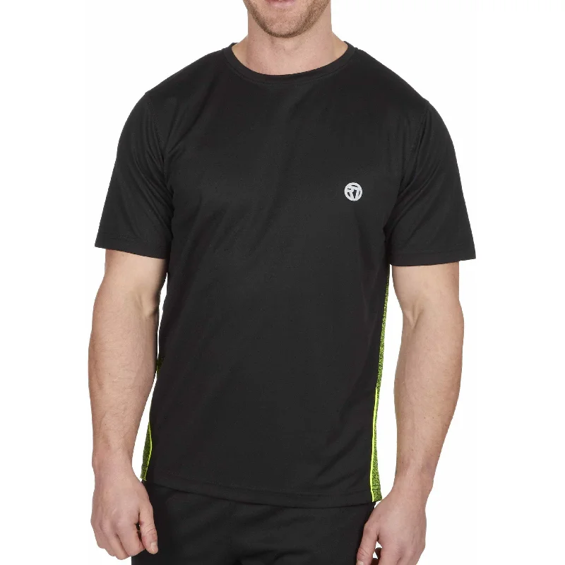 Deal Zone Red Tag Activewear Reflective Short Sleeve Mens Running Top - Black