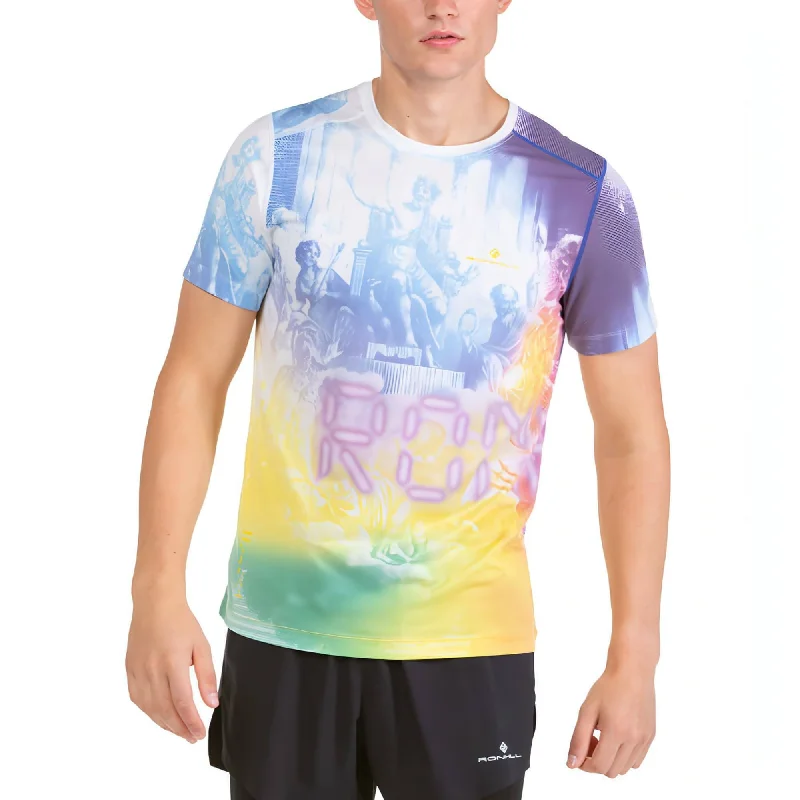Cash Savings Ronhill Tech Golden Hour Short Sleeve Mens Running Top - Blue