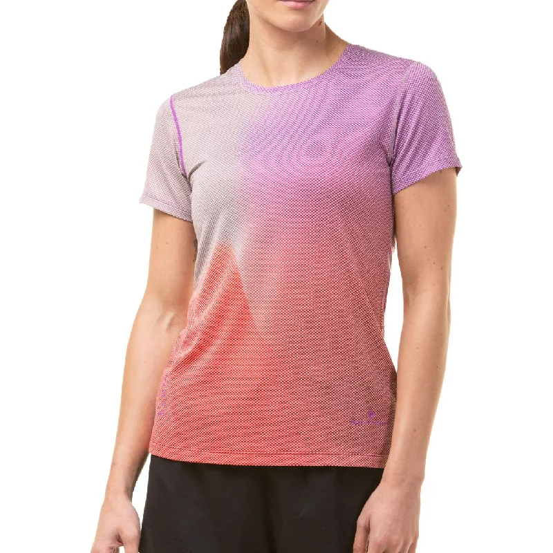 Super Savings Ronhill Tech Golden Hour Short Sleeve Womens Running Top - Red
