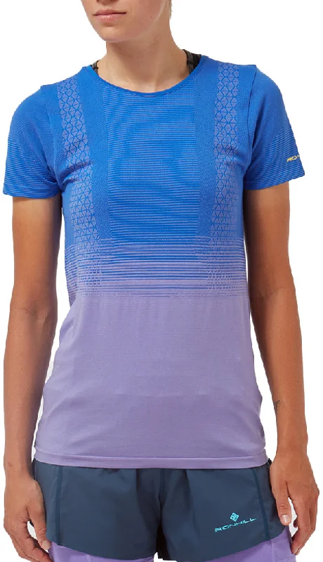 Crazy Deals Ronhill Tech Marathon Short Sleeve Womens Running Top - Blue