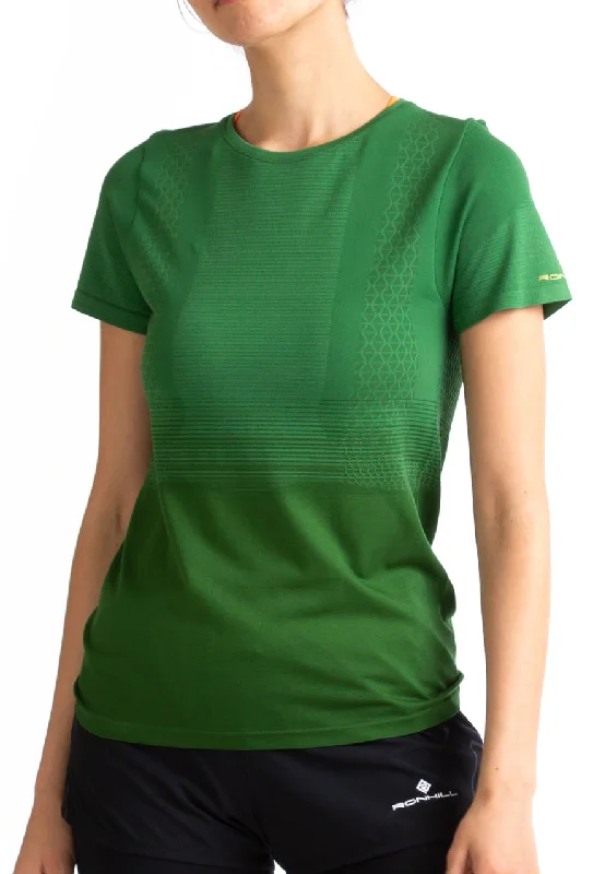 Don't Wait Ronhill Tech Marathon Short Sleeve Womens Running Top - Green