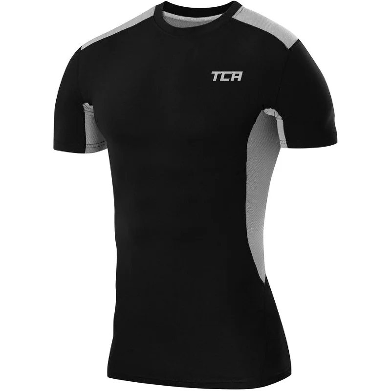 Weekend Savings Bonanza TCA FX Laser Mens Short Sleeve Compression Top - Black