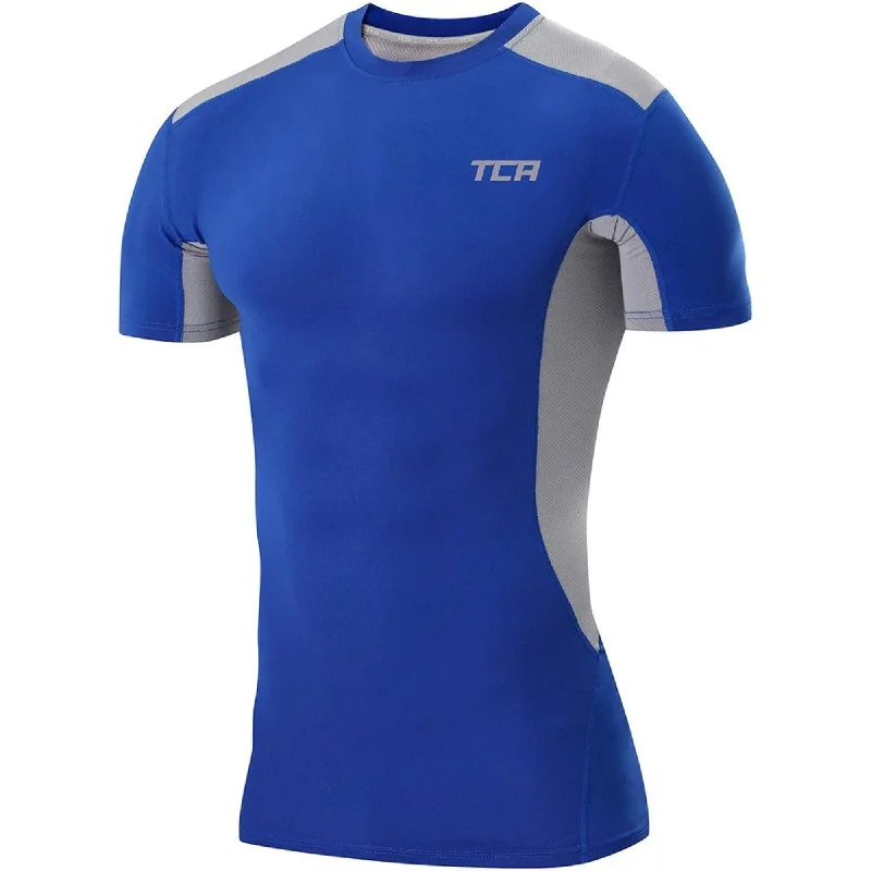 Deal Alert TCA FX Laser Mens Short Sleeve Compression Top - Blue