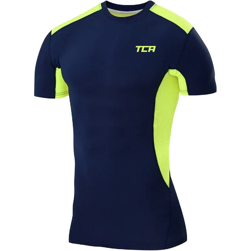 Weekend Deal TCA FX Laser Mens Short Sleeve Compression Top - Navy