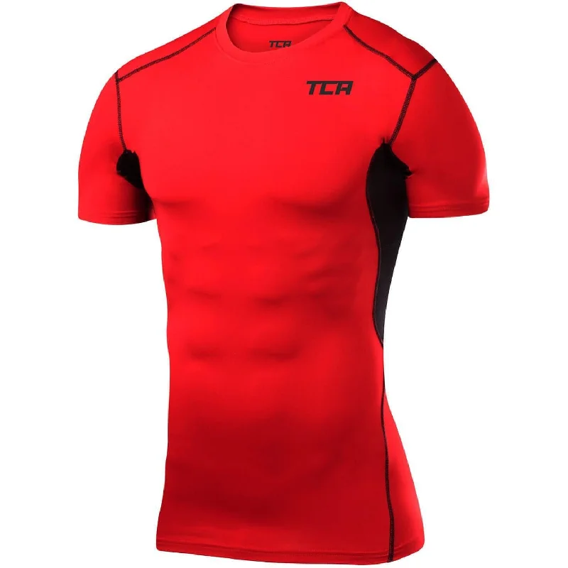 Discount Mania TCA HyperFusion Short Sleeve Junior Compression Top - Red