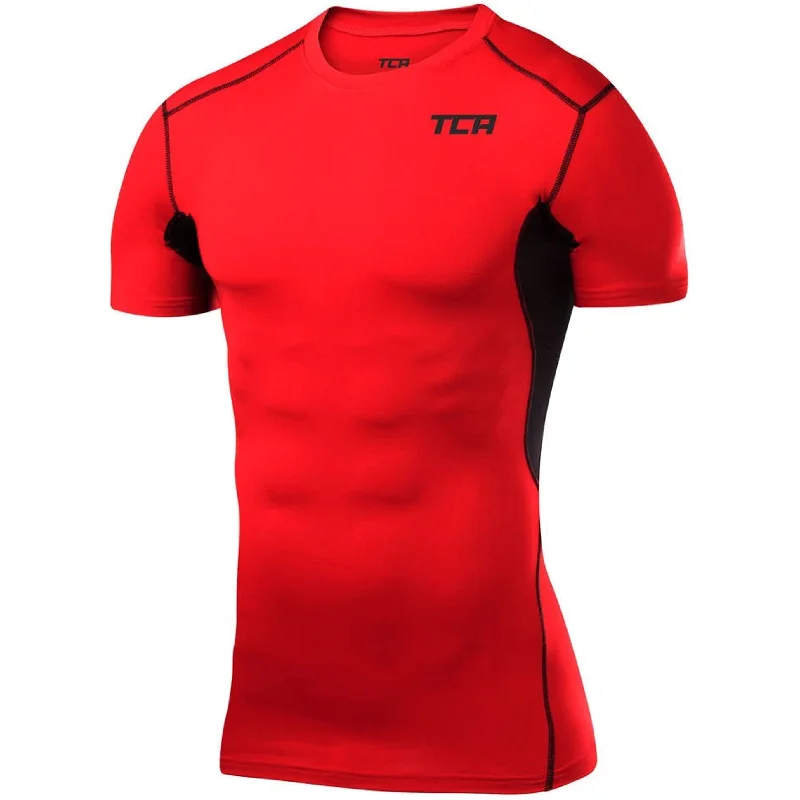 Flash Deals TCA HyperFusion Short Sleeve Mens Compression Top - Red