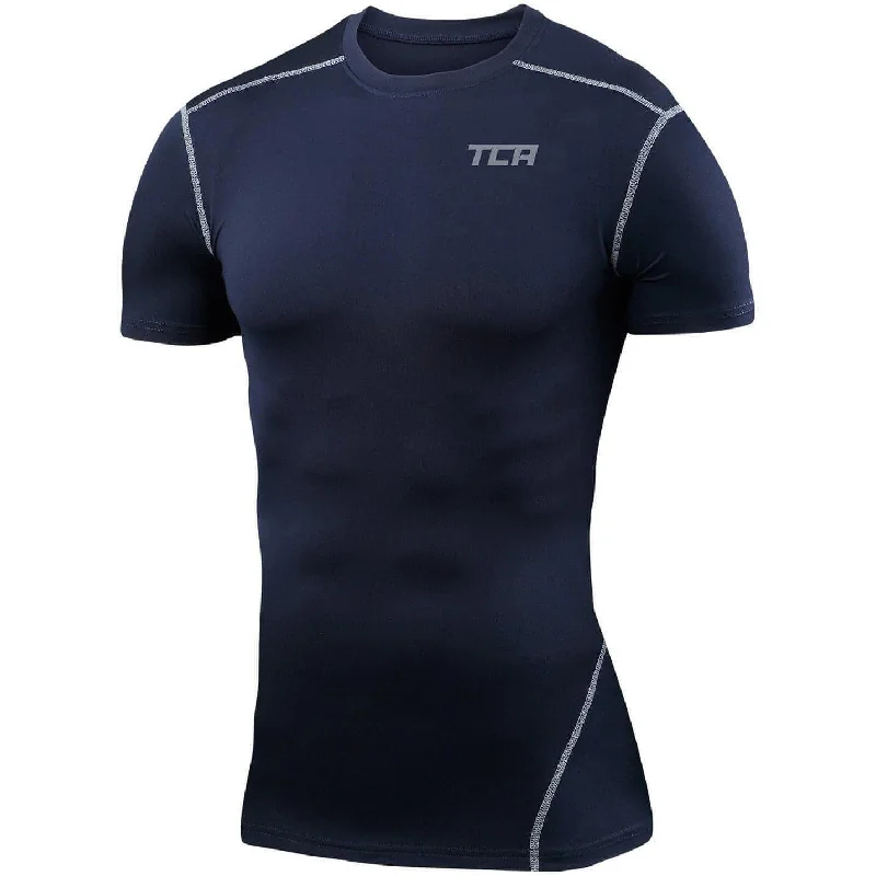 Massive Savings TCA Pro Performance Compression Junior Short Sleeve Thermal Running Top - Blue