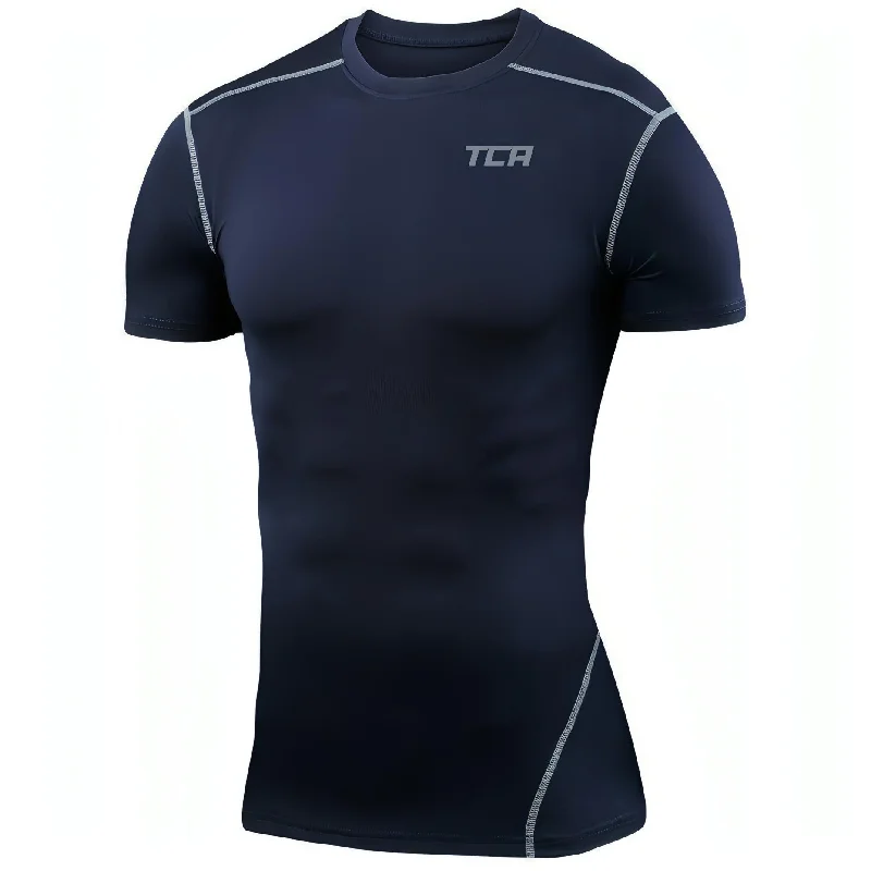 Can't Miss TCA Pro Performance Short Sleeve Mens Compression Top - Navy