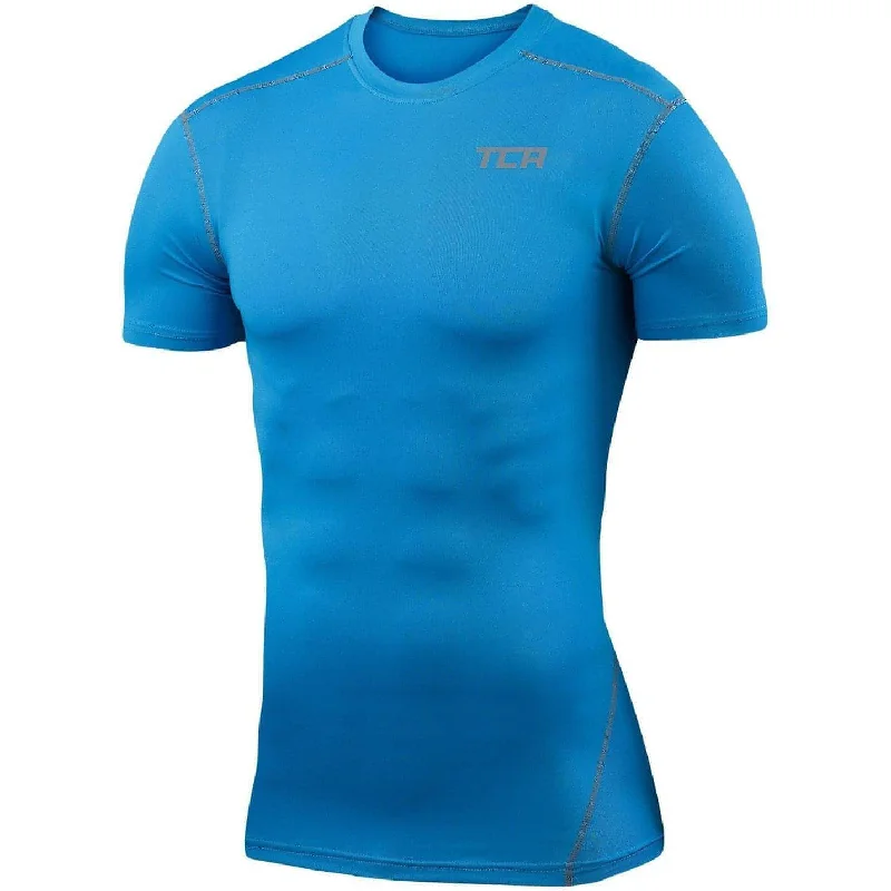 YEAR-End Clearance TCA Pro Performance Short Sleeve Thermal Junior Compression Top - Sky