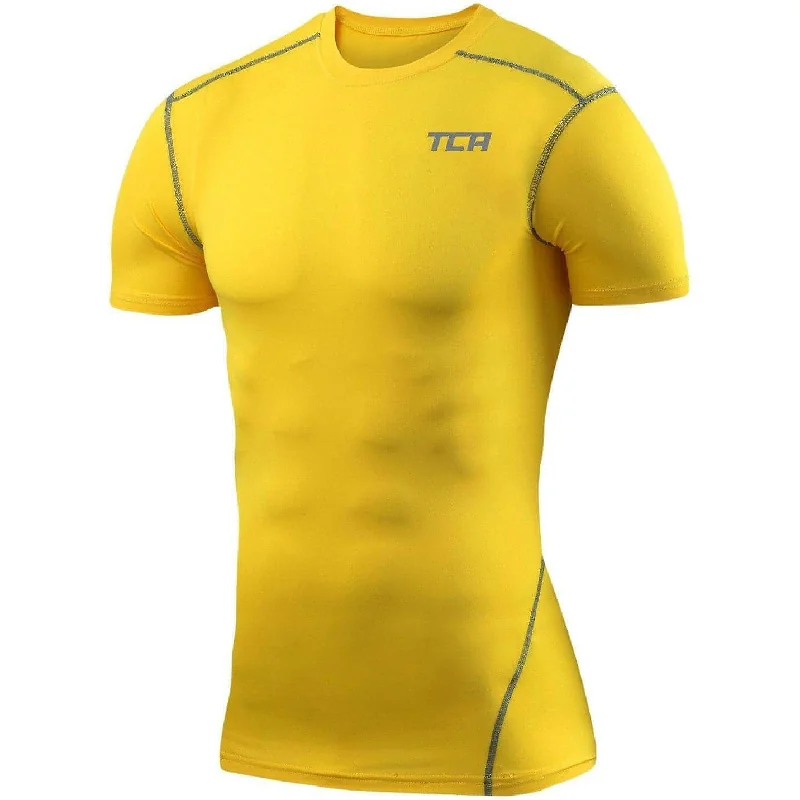 Unmissable Offer TCA Pro Performance Short Sleeve Thermal Junior Compression Top - Yellow