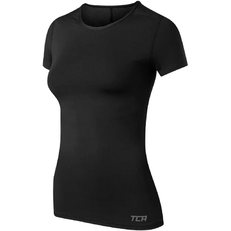 Unmissable Offer TCA Pro Performance Womens Short Sleeve Baselayer Running Top - Black