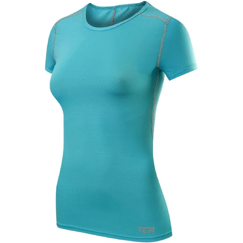 Price Blitz TCA Pro Performance Womens Short Sleeve Baselayer Running Top - Blue