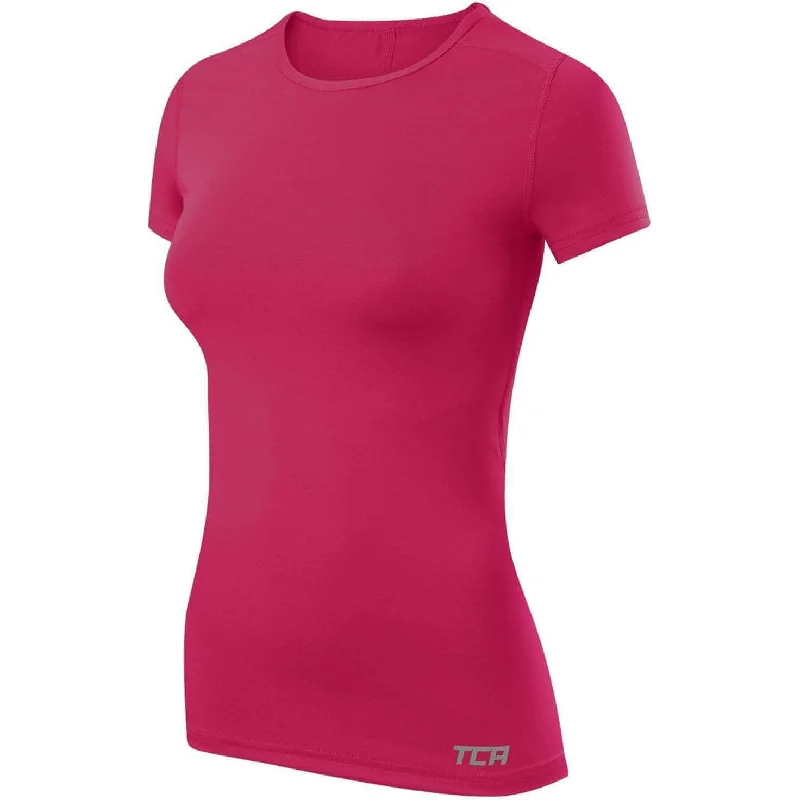 Clearance Sale TCA Pro Performance Womens Short Sleeve Baselayer Running Top - Pink