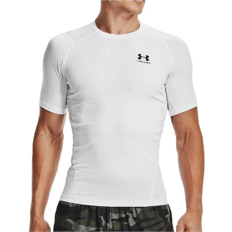 Price Slash Under Armour HeatGear Armour Short Sleeve Mens Compression Top - White