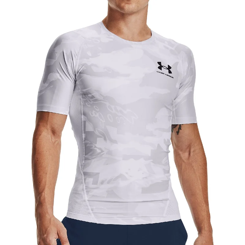 Top Pick Under Armour Iso-Chill Printed Compression Short Sleeve Mens Running Top - White
