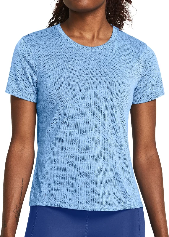 Deal Explosion Under Armour Launch Camo Short Sleeve Womens Running Top - Blue