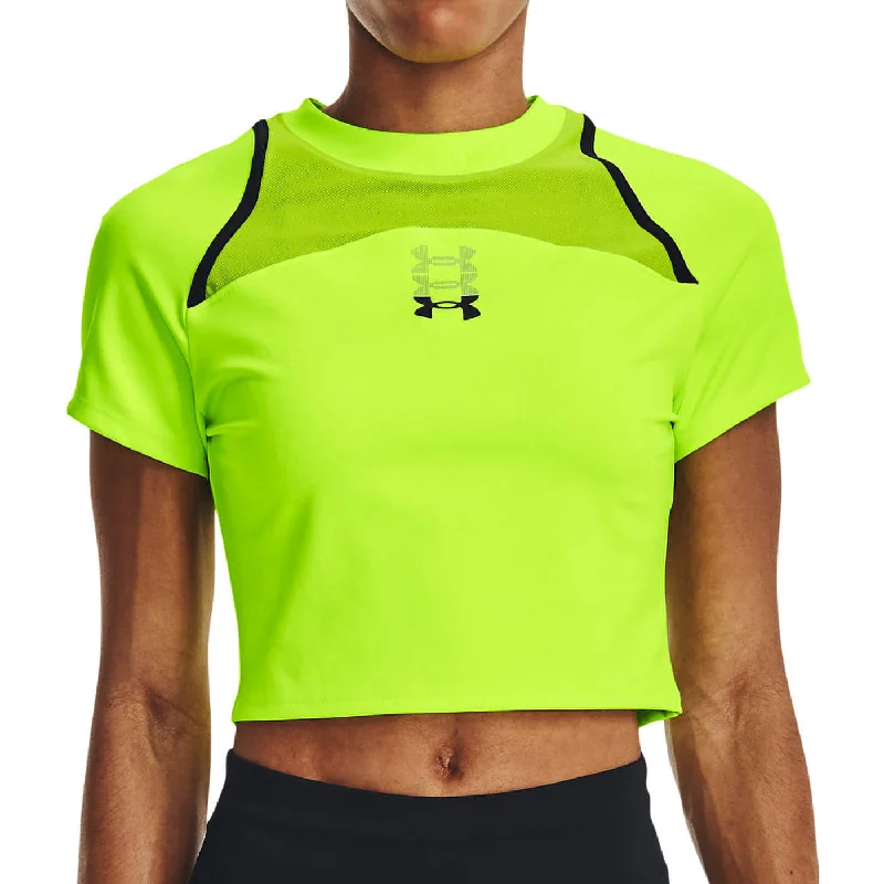 Limited Time Under Armour Run Anywhere Cropped Short Sleeve Womens Running Top - Green