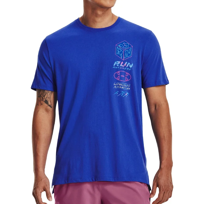 Final Offer Under Armour Run Anywhere Short Sleeve Mens Running Top - Blue