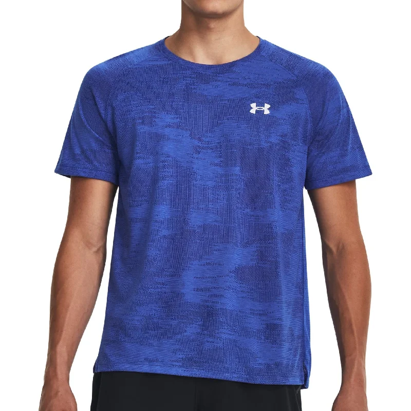 Closeout Deal Under Armour Streaker Speed Camo Short Sleeve Mens Running Top - Blue